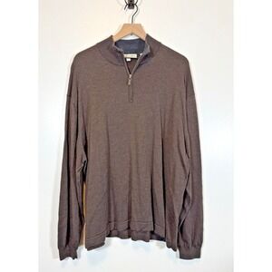 Pronto Uomo Men's 3X Brown 100% Merino Extra‎ Fine Wool Quarter Zip Pullover